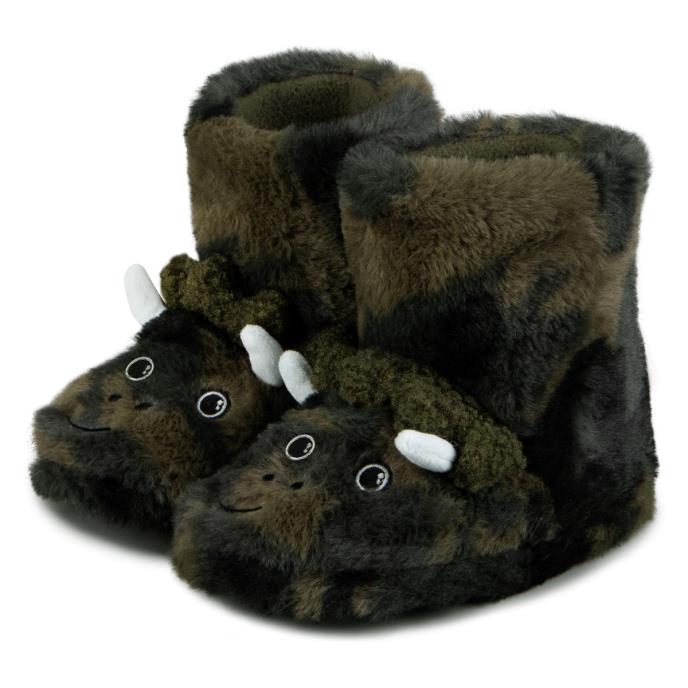 totes toasties® Kids Dino Boot Slippers Khaki Extra Image 2